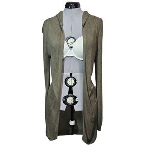 SO Junior's SIZE M Long Knit Cardigan With Hoodie in Green